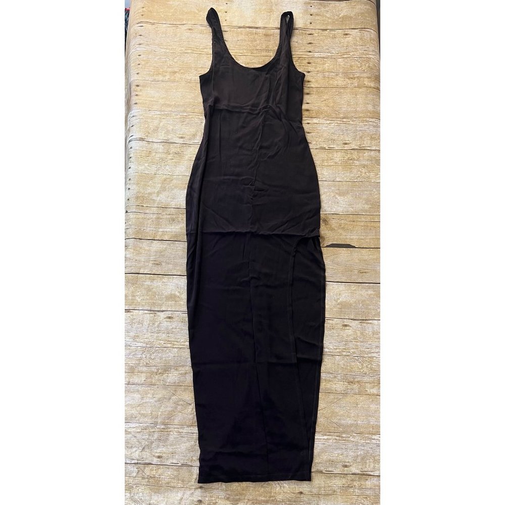 ANEMOS Open Back Maxi Dress in Espresso Brown